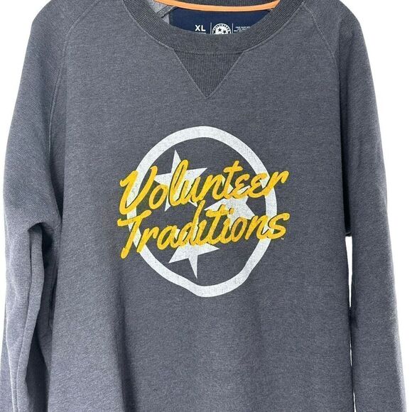 Volunteer Traditions Sweatshirt Mens Size XL Tennessee Tri Star Gray Fleece Line - Picture 2 of 6